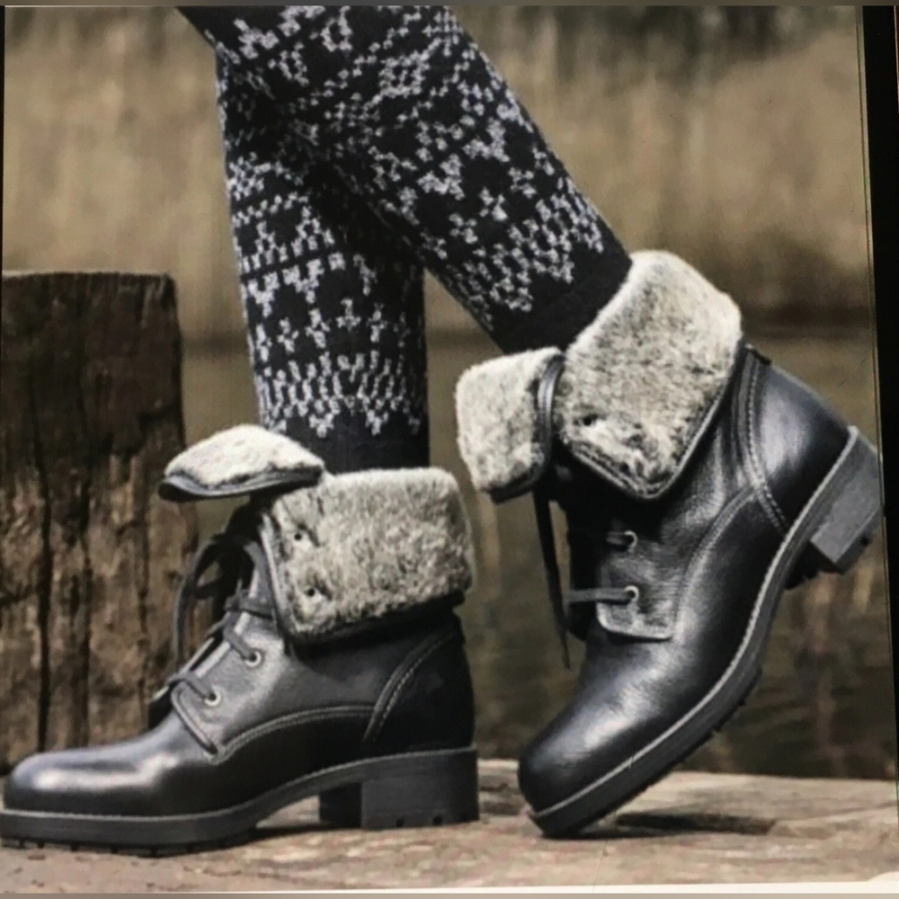 Clarks Reunite Goretex Leather Faux Fur Lined Combat Boots Hiking Camping Fall 8